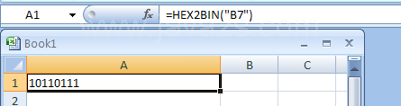 Input the formula: =HEX2BIN