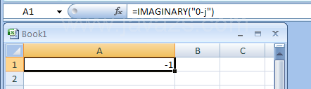 Input the formula: =IMAGINARY