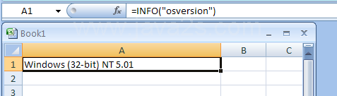 Input the formula: =INFO