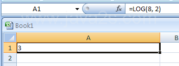 Input the formula: =LOG(8, 2)