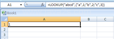 Input the formula: =LOOKUP