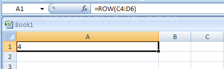 Input the formula: =ROW(C4:D6)