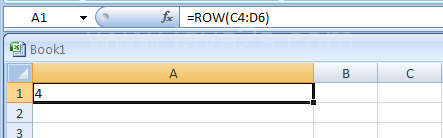 =ROW(C4:D6) returns the first row in the reference