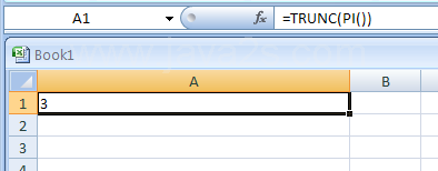 Input the formula: =TRUNC(PI())