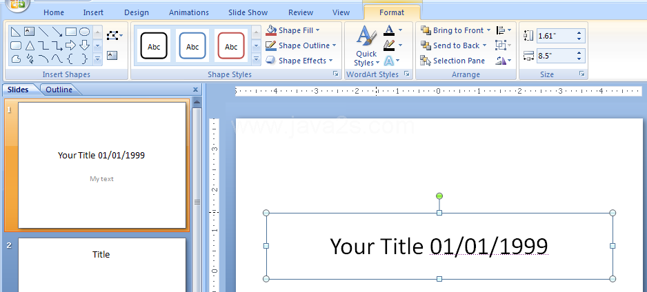 Click the object, and then click the Format tab under Drawing Tools.