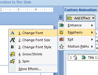 Click the Add Effect button, point to a category and then choose an animation effect.