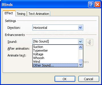 To add your own sound, click Other Sound from the list