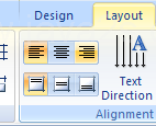 To align text, click one of the alignment buttons in the Alignment group: Align Left, Center, Align Right, Align Top, Center Vertically, or Align Bottom.