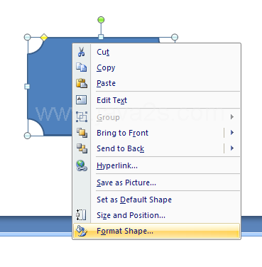 Right-click the shape, and then click Format Shape.