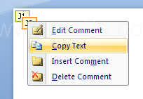 Right-click the comment, and then click Copy Text.