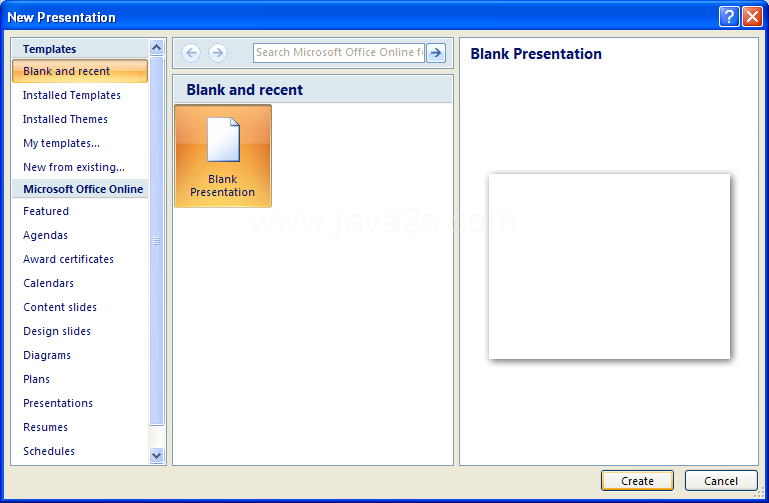 Click Blank Presentation. Click Create.