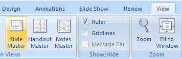 Click the View tab, and then click the Slide Master button.