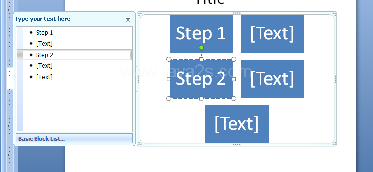 Or click a shape, and then type text directly into the shape.