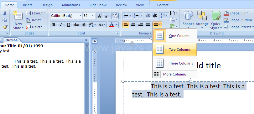 Create Text Columns