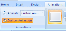 Select the text. Then go to Animations |Animations |Custom Animation.