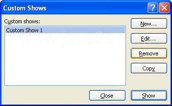 Click the show, click Remove, and then click Close.
