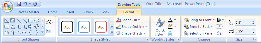 To format the placeholder, click the Home and Format (under Drawing Tools) tabs, and then use the formatting tools on the Ribbon.