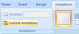 Select the text. Then go to Animations |Animations |Custom Animation.