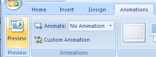 Click the Animations tab. Click the Preview button.