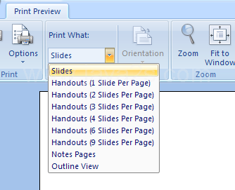 Click the Print what list arrow on the Print Preview tab, and then click an option.