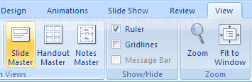 Click the View tab, click the Slide Master button