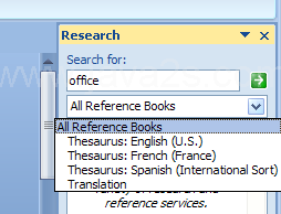 Click the list arrow, and then select a reference source, or click All Reference Books.
