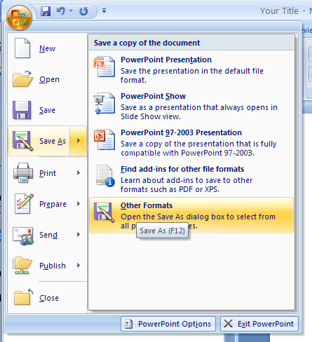 Save a Presentation for PowerPoint 97-2003 or Other Format