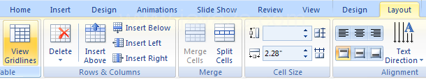 Show or hide gridlines in a table