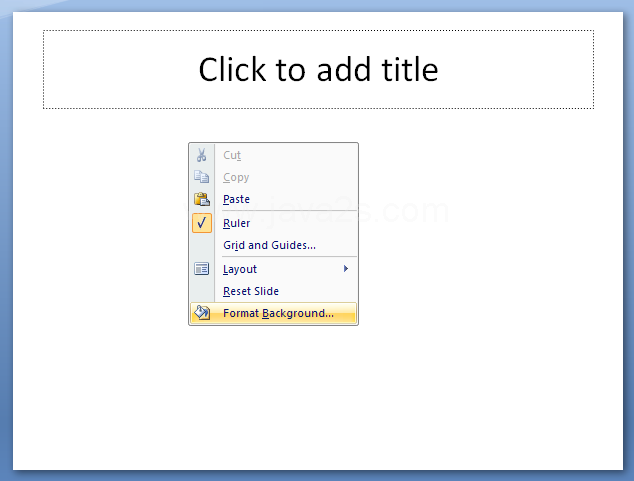 Right-click the slide and then choose Format Background.