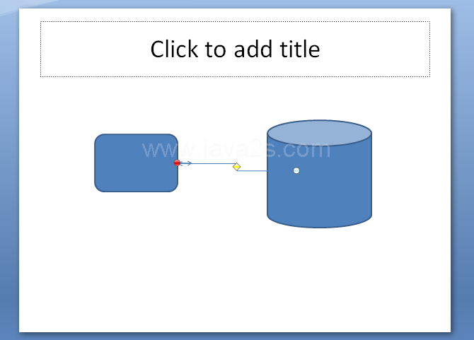 Click one of the red connection squares on the first shape and drag toward the second shape.