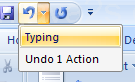 To undo multiple actions, click the Undo button arrow to view a list of the most recent changes, and then click the actions.