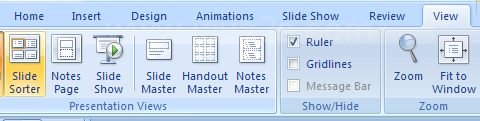 In Slide Sorter view, click a slide's transition icon to view the transition effect.