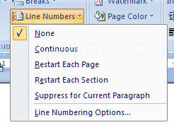 Then click the Line Numbers button