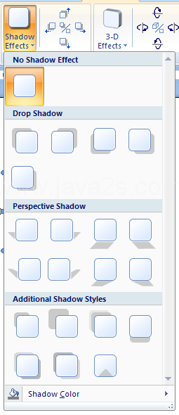 Then click the Shadow Effects