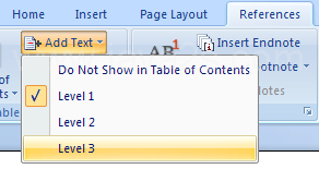 Adding text to a table of contents 