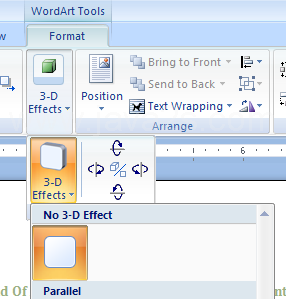 To remove a shadow, click the 3-D On/Off button.