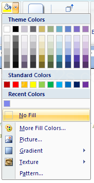 Click No Fill to remove a fill color.