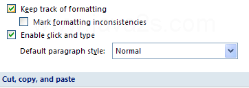 Select the Keep track of formatting check box.