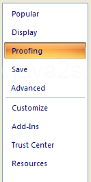 Then click Proofing.