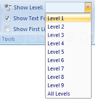 Then select the level you want to display.