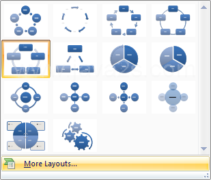 To view the entire list of diagram layouts, click More Layouts.