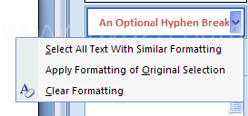Select the second instance of formatting to compare.