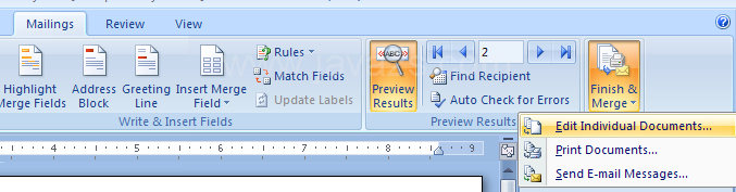 Complete the mail merge manually