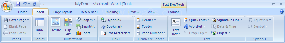 Then click the Insert tab