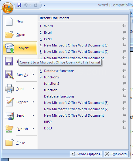 Converting templates from earlier versions to Word 2007