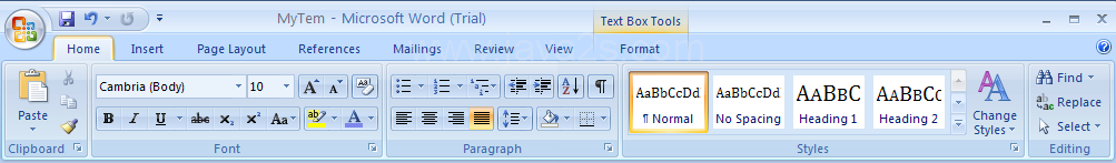 Then click the Home tab