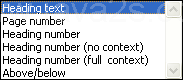 Then select the type of data :page, paragraph number... that you will be referencing.
