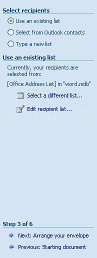 Then click the Use an existing list option