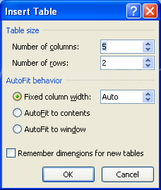 Then enter the number of columns and rows you want