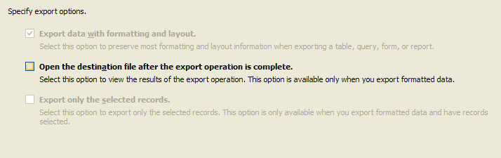 Click the export options.